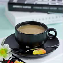 Haonai M-10497 cheap stoneware cup and saucer with spoon for coffee